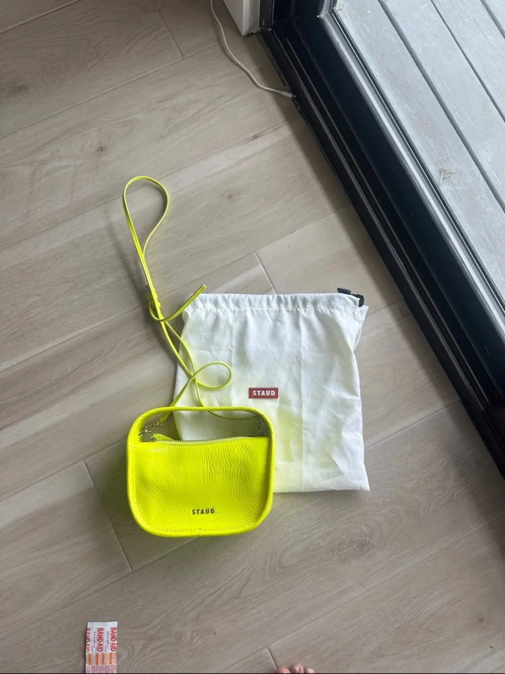 STAUD Neon Yellow Leather Crossbody Bag - Picture 2 of 4
